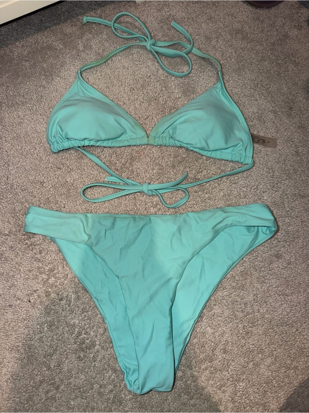 Women’s Aqua Triangle Tie Bikini Set - Mint